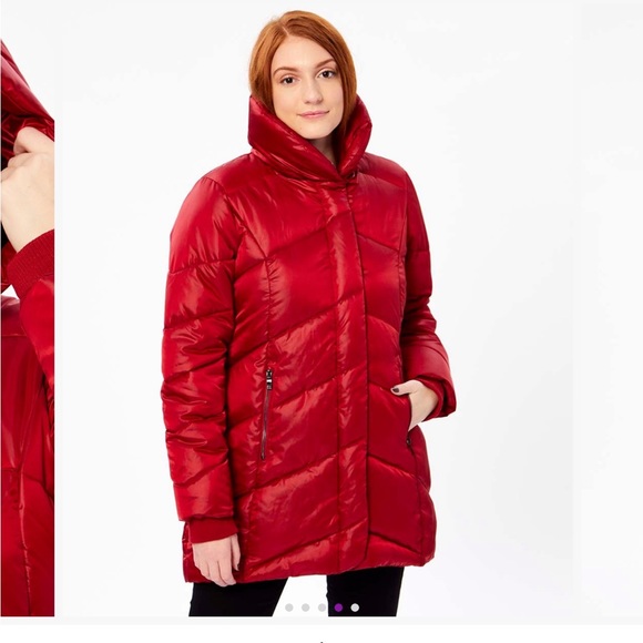 Dark red puffer coat - Picture 4 of 6